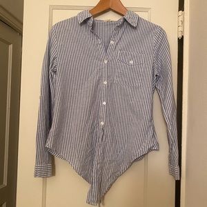 Blue striped tie button down